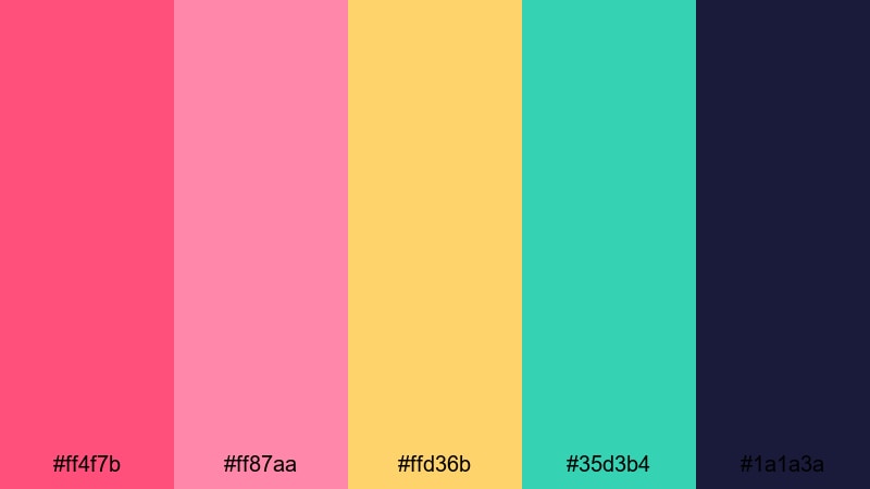 tropical hibiscus pop floral color palette with hex codes