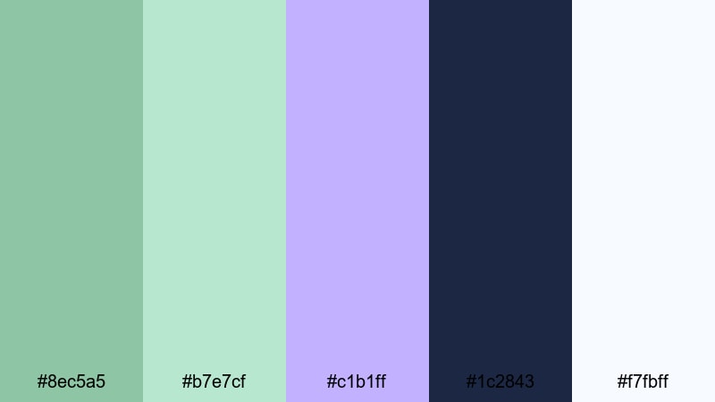 tropical lavender storm green lavender color palette with hex codes