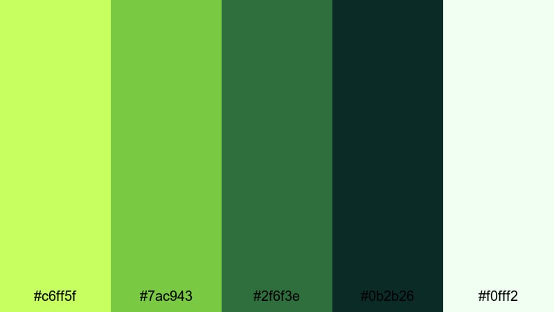 tropical leaf canopy lime color palette with hex codes