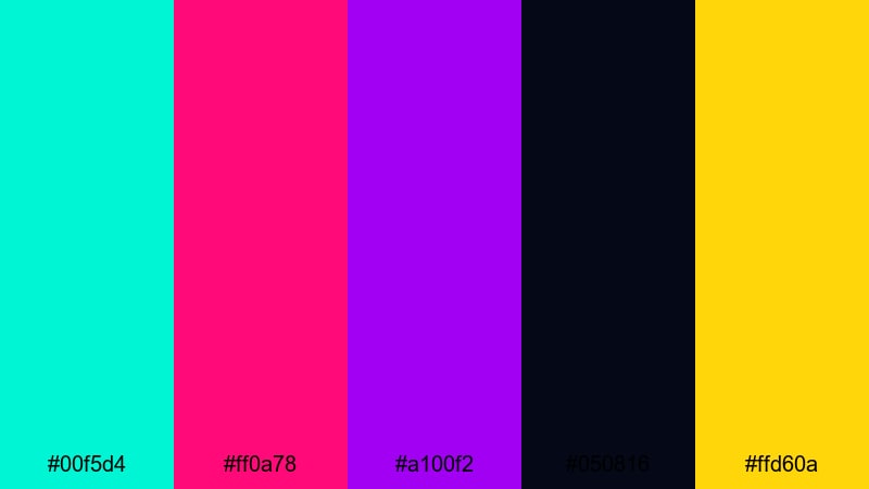 tropical neon nights tropical color palette with hex codes