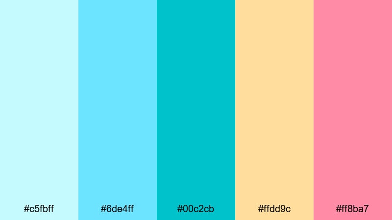 tropical pool day light cyan color palette with hex codes