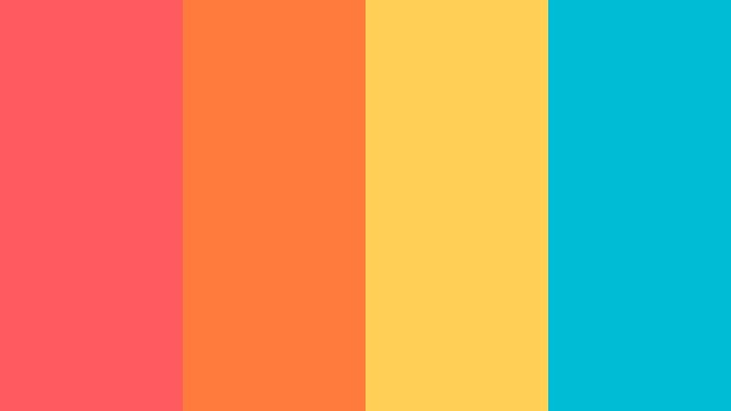 tropical punch blast fluorescent coral color palette with hex codes