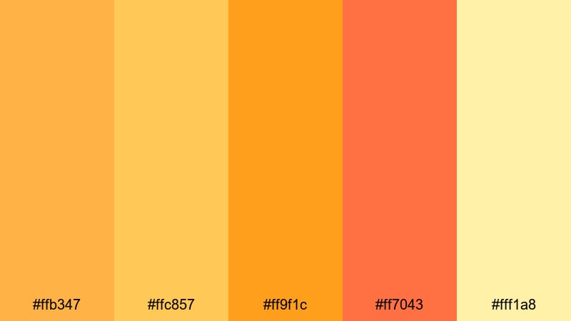 tropical skate park orange yellow color palette with hex codes