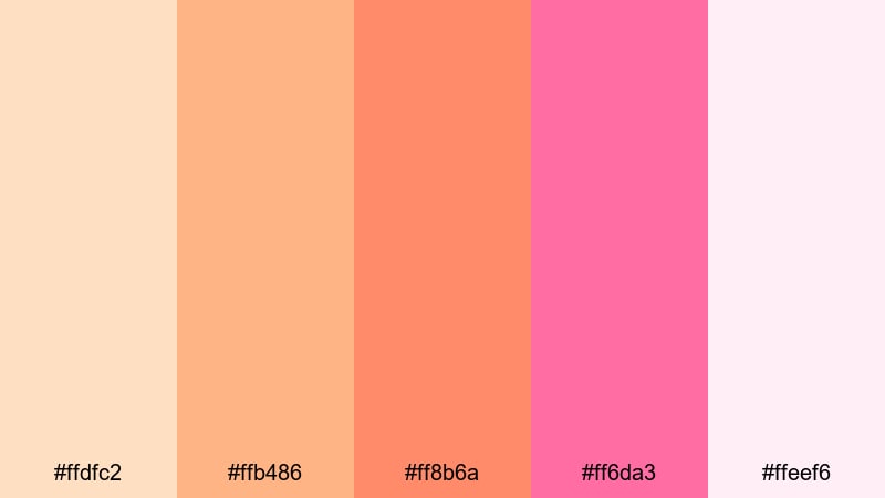 tropical sorbet peach peach color palette with hex codes