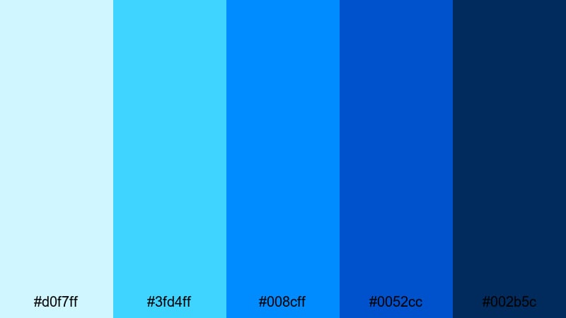 tropical splash pop blue color palette with hex codes
