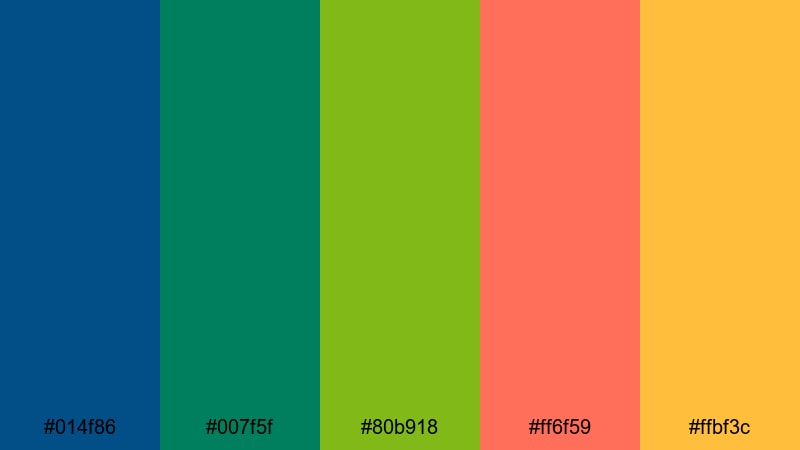 tropical stage fever peacock color palette with hex codes