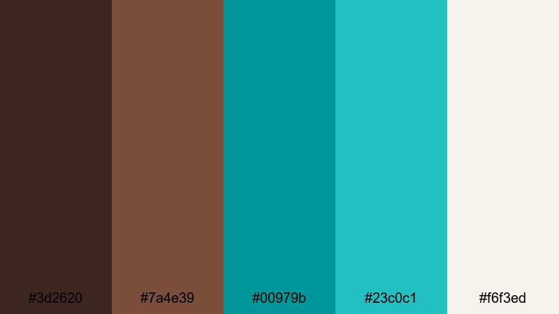 tropical storm cut brown turquoise color palette with hex codes