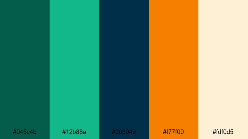 tropical storm surge phthalo green color palette with hex codes
