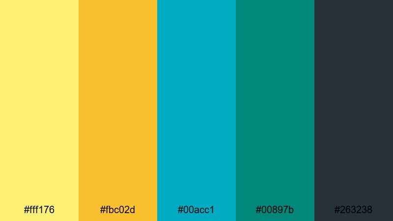 tropical street market yellow teal color palette with hex codes