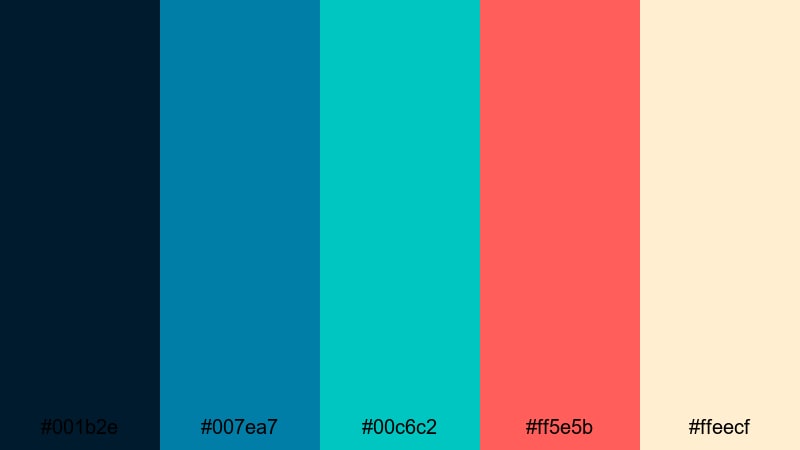 tropical surf pop blue cyan color palette with hex codes