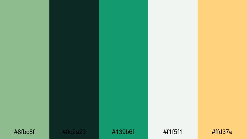 tropical thriller teal dark sea green color palette with hex codes