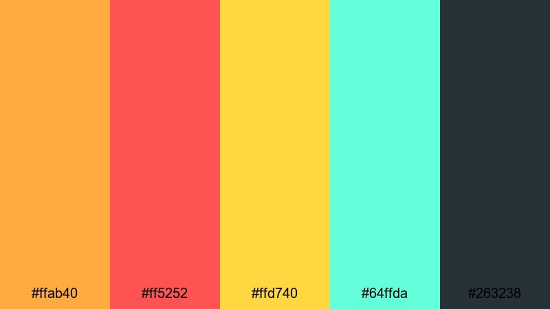 tropical thumbnail burst flat color palette with hex codes