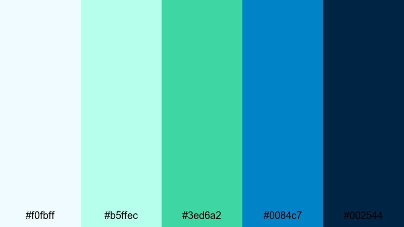 tropical title sequence white green blue color palette with hex codes