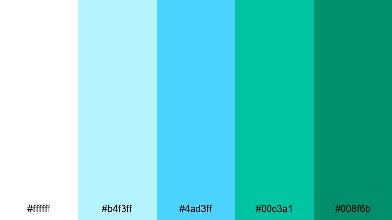 tropical title splash white blue green color palette with hex codes