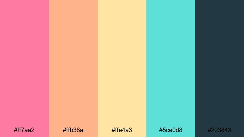 tropical vhs sunset retro 80s color palette with hex codes