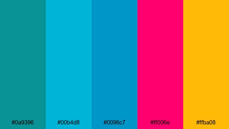 tropical wave pop azure color palette with hex codes