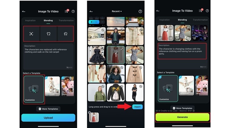 upload photos write prompts and generate