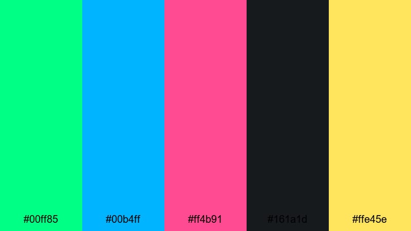 turbo drift arena gaming color palette with hex codes