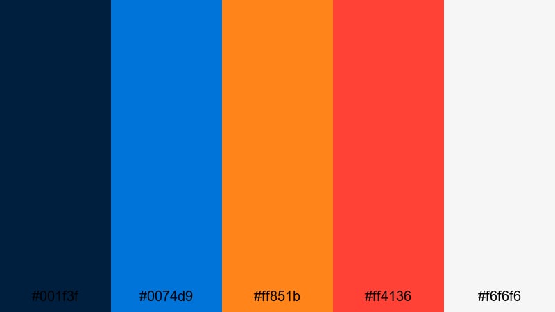 turbo harbor neon blue rust color palette with hex codes