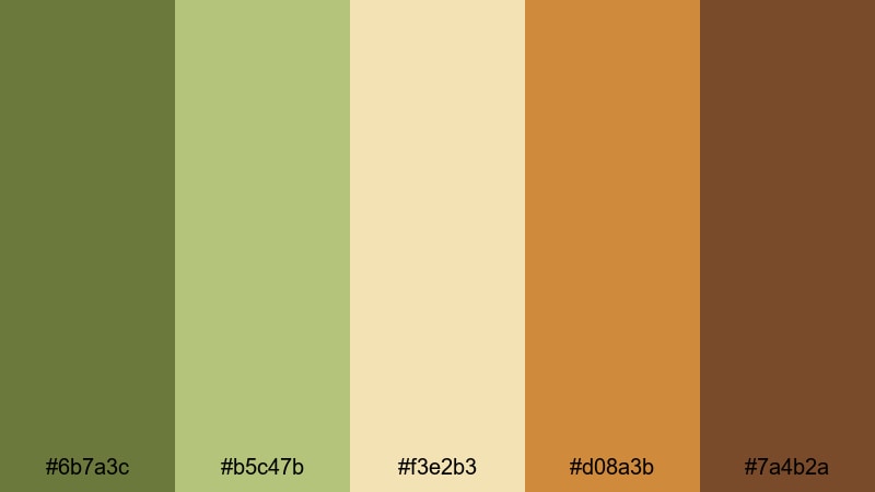 tuscan grove fields olive green color palette with hex codes