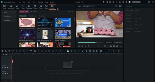 filmora templates selection