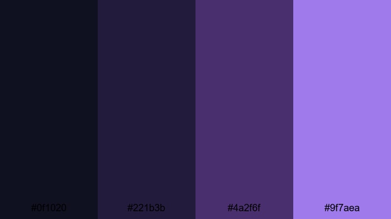 twilight amethyst veil gradient color palette with hex codes