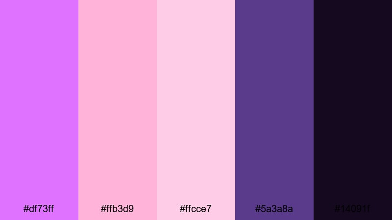 twilight blossom glow heliotrope color palette with hex codes