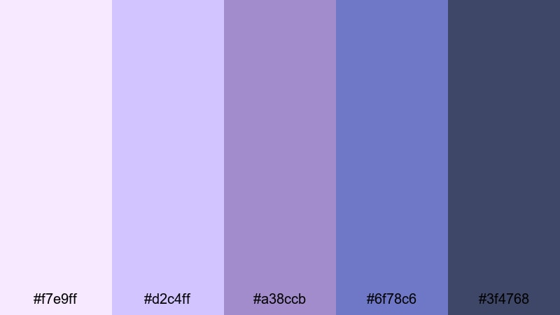 twilight cotton skies blue mauve color palette with hex codes