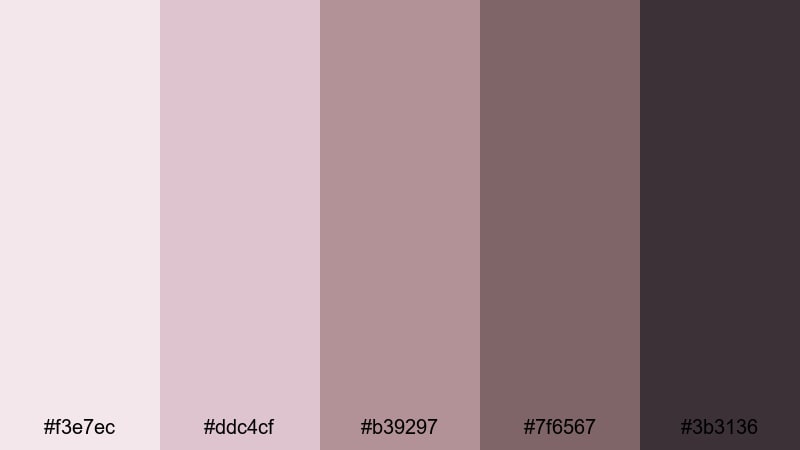 twilight garden vows mauve taupe color palette with hex codes