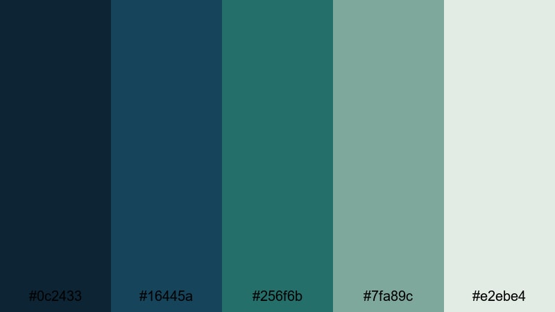 twilight lakeside pines nature color palette with hex codes
