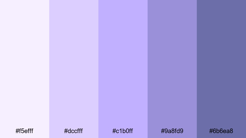 twilight lilac breeze purple color palette with hex codes