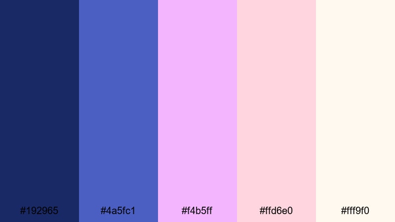 twilight pastel glow ultramarine blue color palette with hex codes