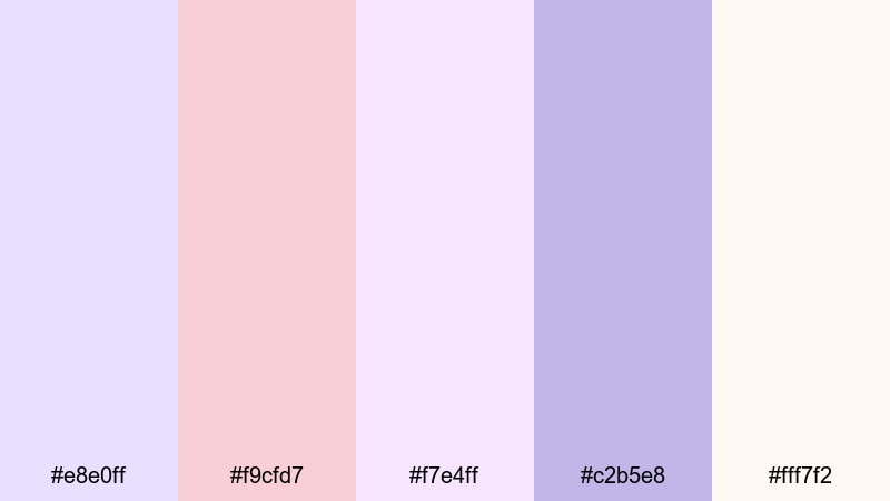 twilight petal glow pale lavender color palette with hex codes