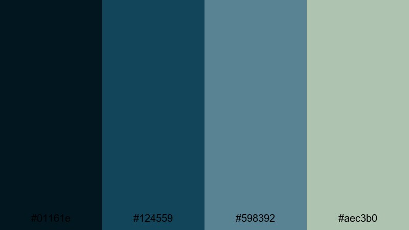 twilight pine grove dark blue green color palette with hex codes