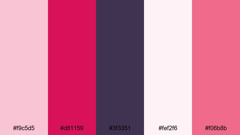 twilight raspberry haze raspberry pink color palette with hex codes