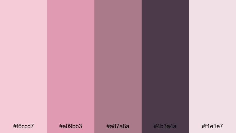 twilight rose fade pale pink color palette with hex codes