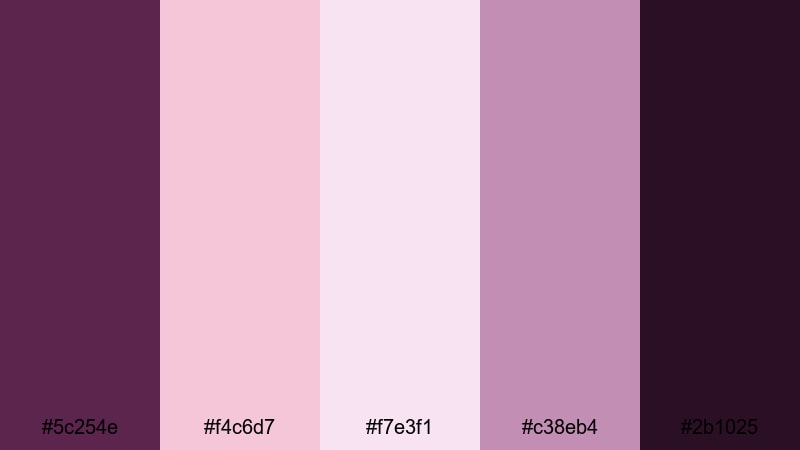 twilight rose whisper plum color palette with hex codes