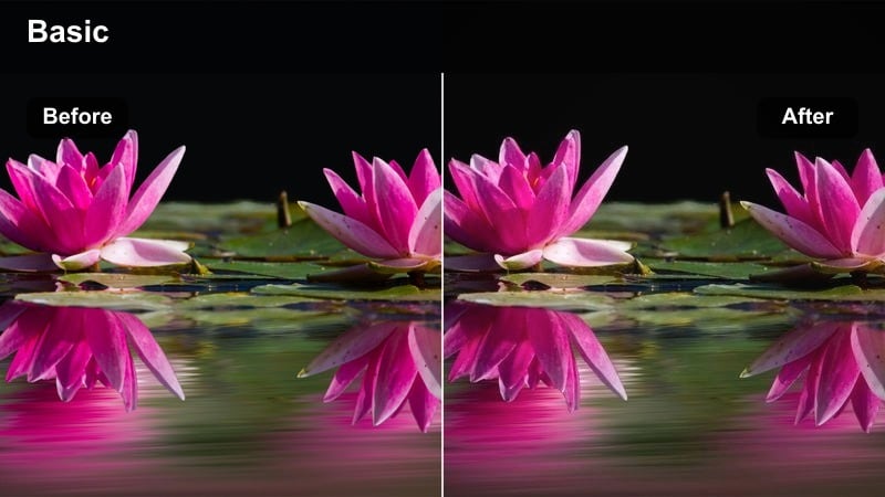 City skyline and street at twilight with cool faded tones and soft contrast