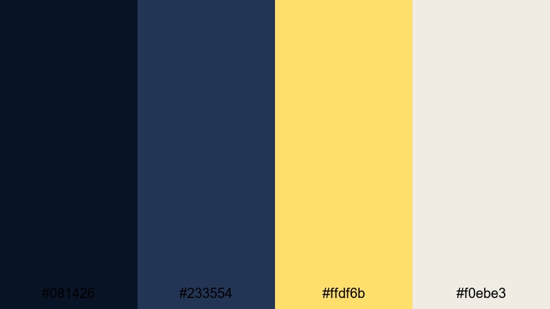 twilight studio haze yellow dark blue color palette with hex codes