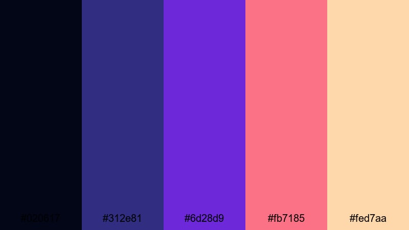 twilight velvet clouds starry sky color palette with hex codes