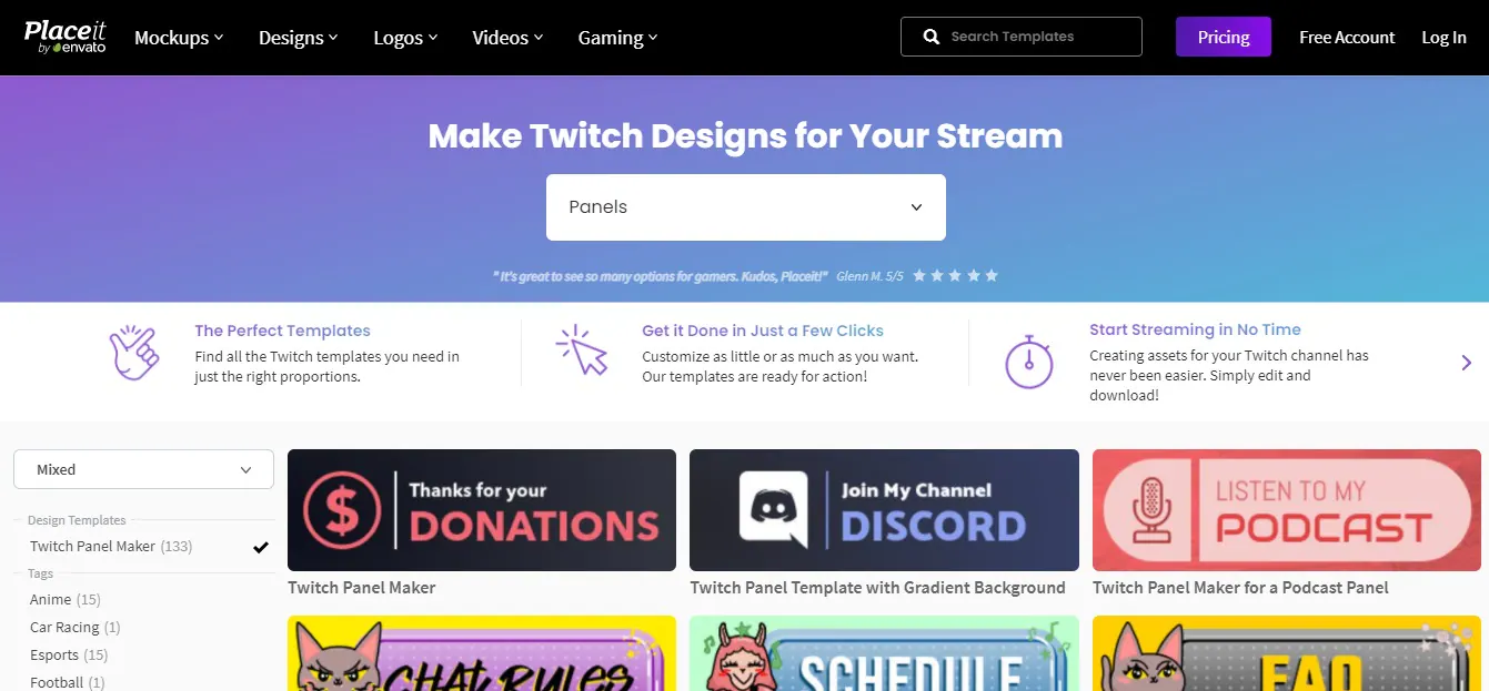 Creador de Panel de Twitch - Placeit