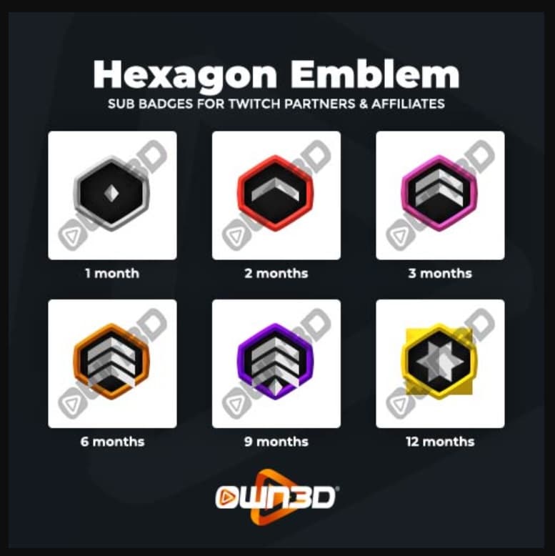 emblemas de suscriptor de twitch - Hexagon