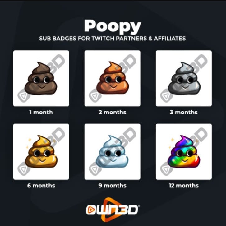 emblemas de suscriptor de twitch - Poopy