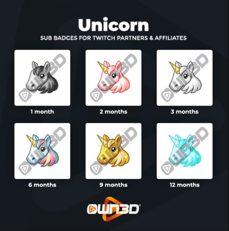 emblemas de suscriptor de twitch - Unicorn