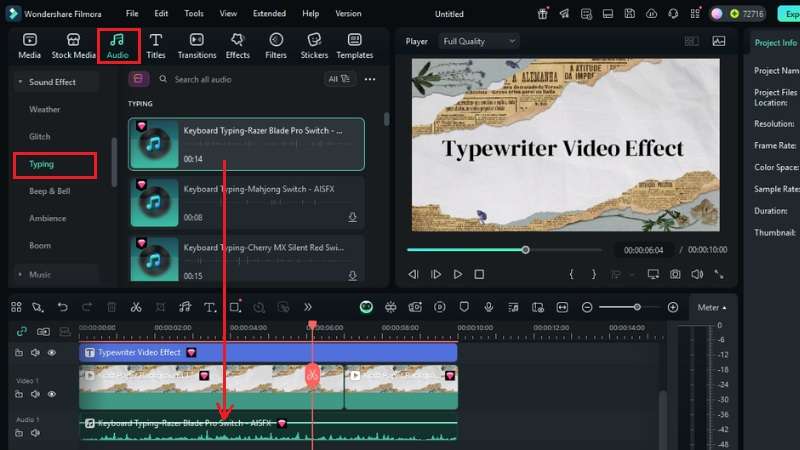 ajouter des effets sonores de frappe