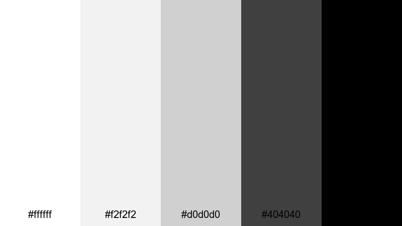 typographic dust and ink white black color palette with hex codes