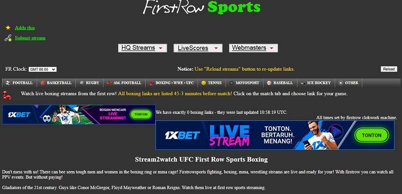 ufc free stream on first row sport