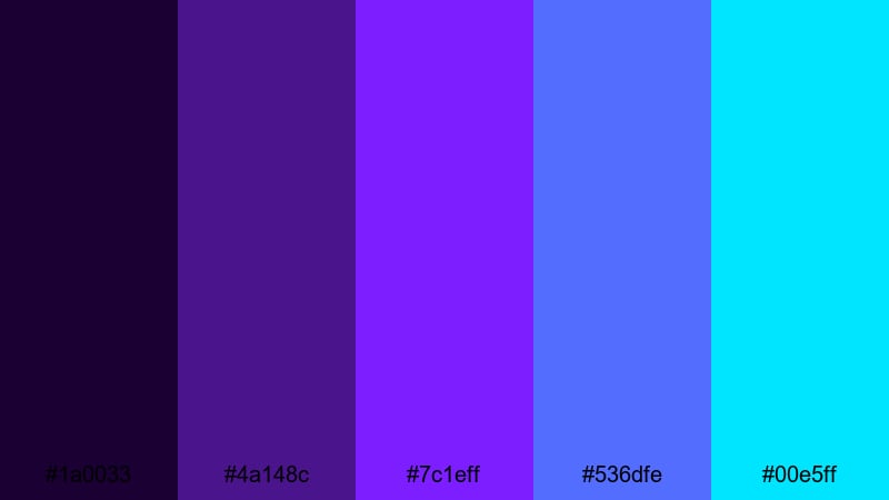 ultraviolet trailer punch purple blue color palette with hex codes