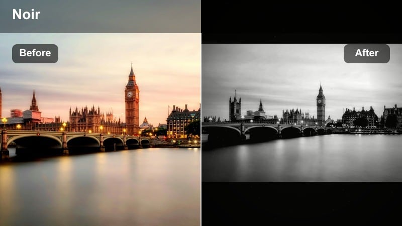 Noir style rainy street with selective color