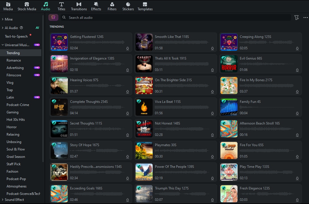 Filmora Audio Library